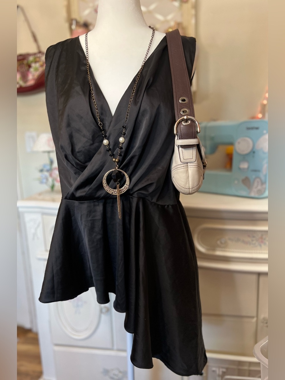 DO+BE Black Draped V-Neck Top
